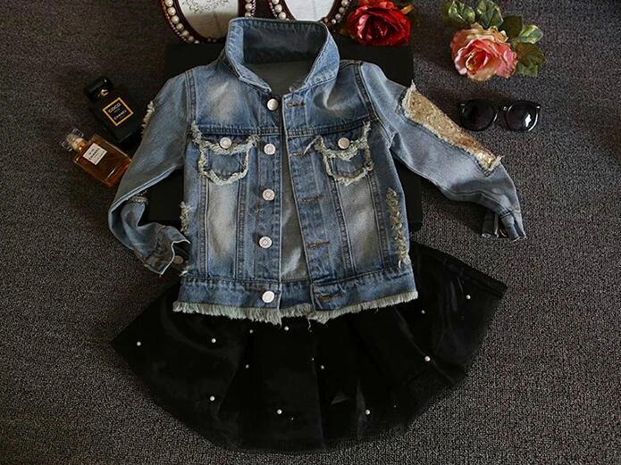 New 2017 Girl Jackets Girl's Denim Outercoat Children Outerwear Spring and Autumn Clothes Kids Jeans For 1-12T | Детская одежда и