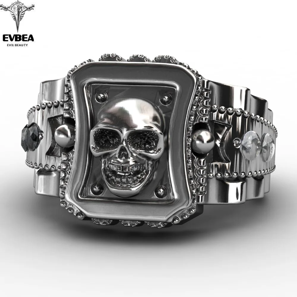 EVBEA Мужчины Дизайн Череп Кольцо Цинковый Сплав Панк Рок Steampunk Кольца Моды DIY Для
