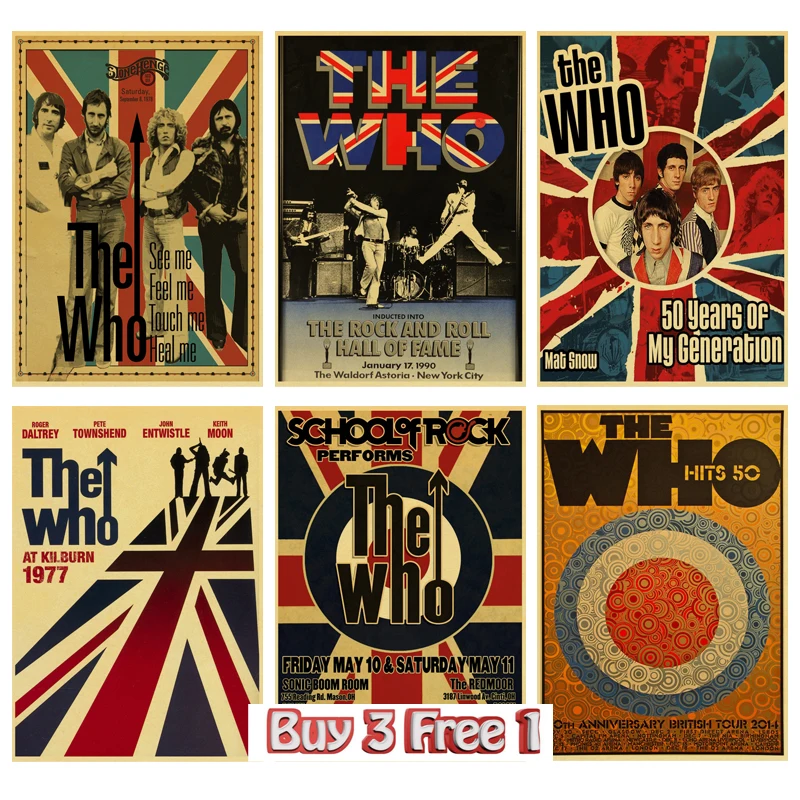The who rock band музыкальные плакаты домашнее украшение Стены крафт-бумага плакат настенная живопись плакат