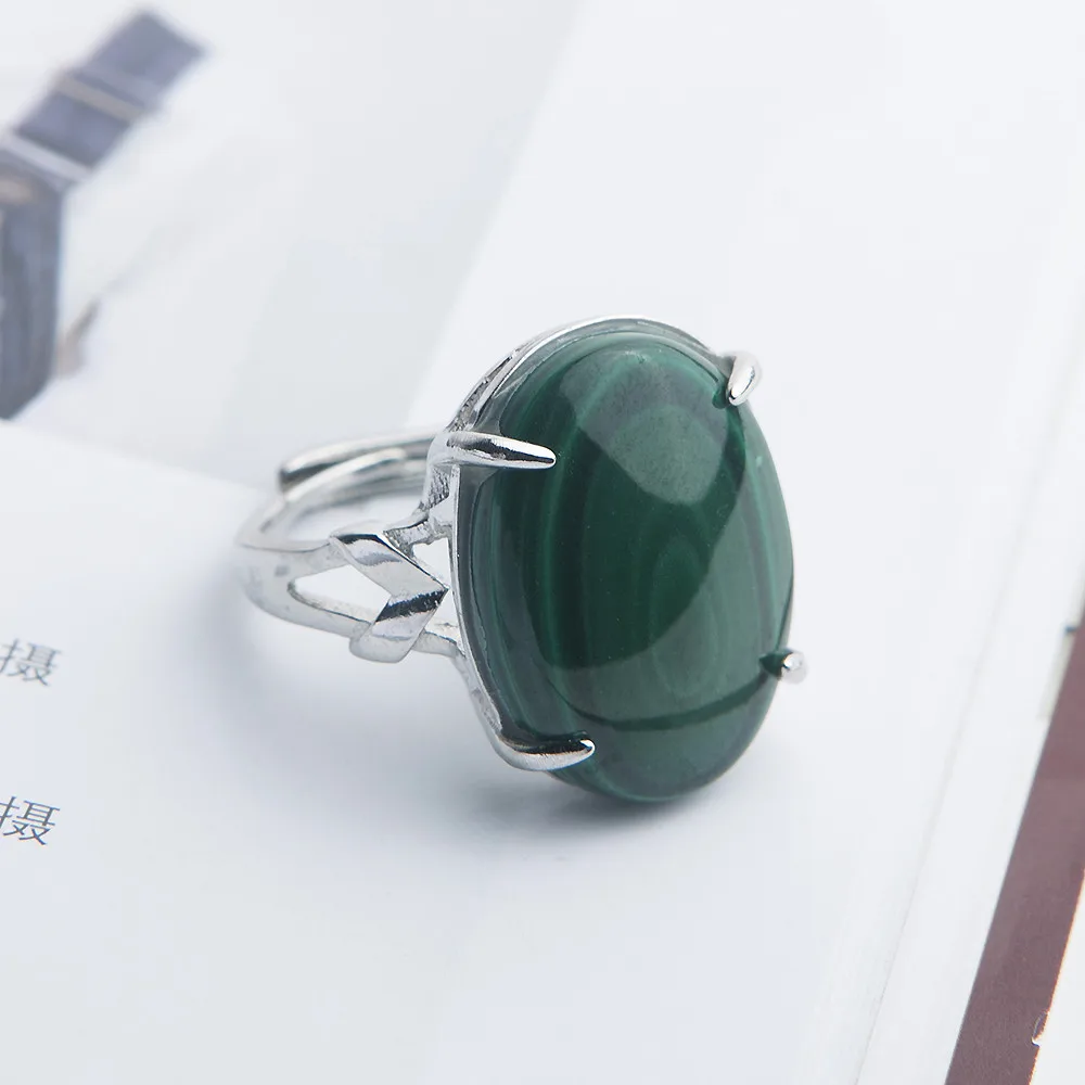 AAAA Natural Malachite Chrysocolla Ring For Women Female Green Crystal Gems Oval Bead Adjust Size Rings Find Jewelry |