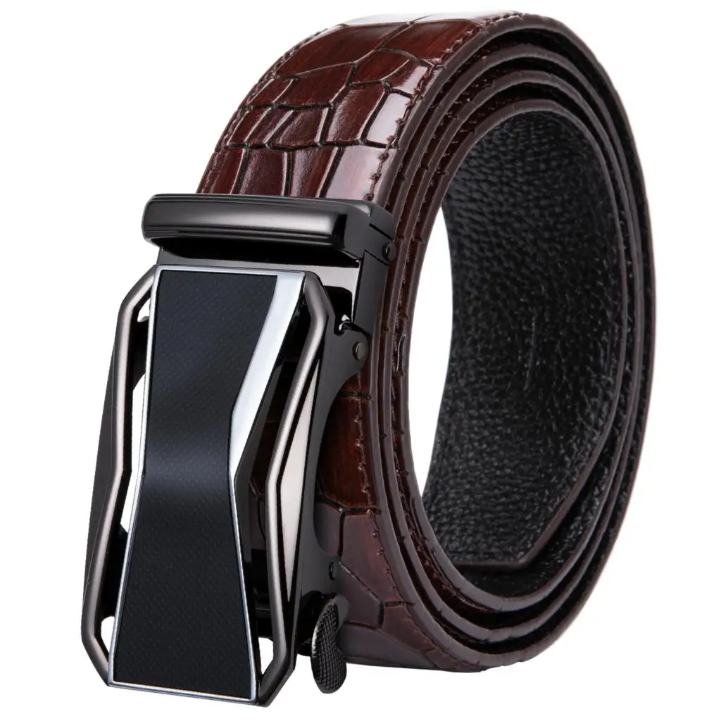 Мужской ремень из 100% натуральной кожи с автоматической пряжкой Barry. Wang черный G 2037