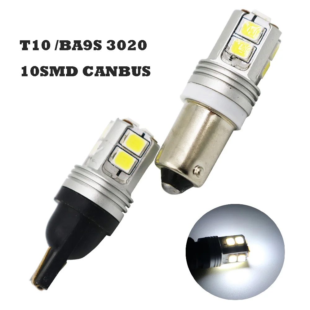 

YSY 2pcs 4W Canbus W5W LED T10 BA9S 3020 10SMD Car LED Interior Light Clearance Bulbs Backup Reverse Lamp Parking Light