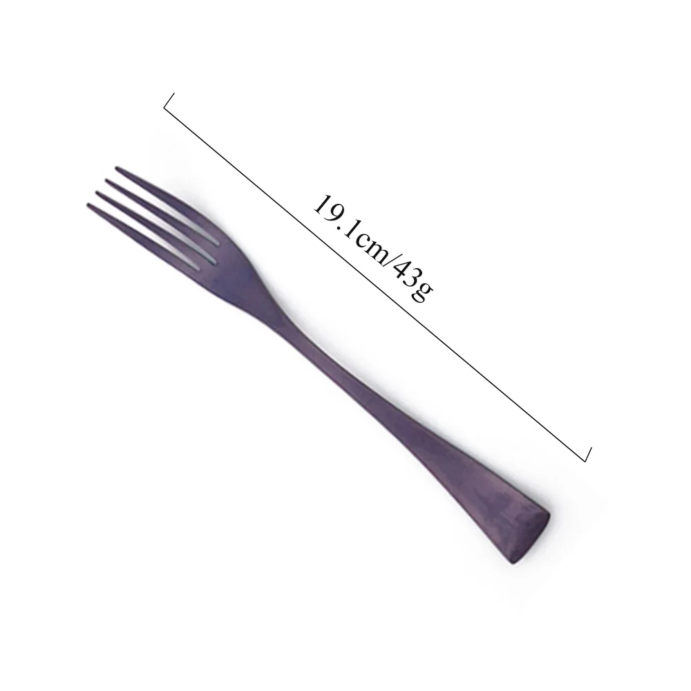 Dessert Fork 1 шт., дизайн, матовая фиолетовая посуда, набор столовых приборов из 304 нержавеющей стали, набор острых ножей для стейка, вилки, чайная ложка, набор посуды - Цвет: Dessert Fork