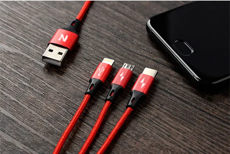 NOHON 3 в 1 USB кабель 2 в 1 Тип C 8Pin Кабель зарядного устройства микро-usb для iPhone 8 7 6 6S Plus iOS 10 9 8 USB-C кабели для телефонов Android