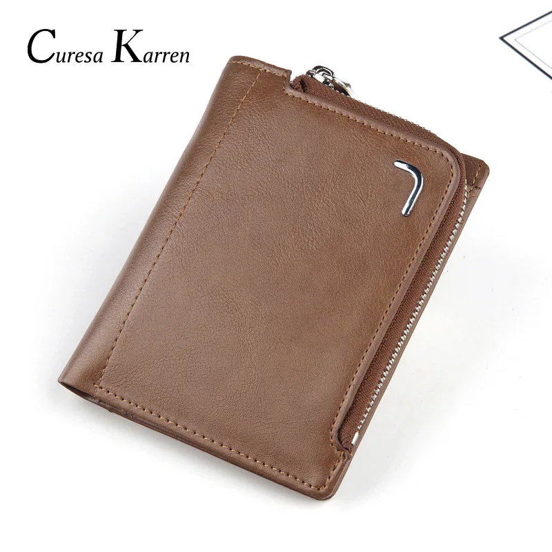 PJ-02 Brown Новинка, мужской кошелек, короткий, Ретро стиль, модный, классический, мульти-карта, на молнии, сумка, большая емкость, кошелек для монет - Цвет: PJ-02 Brown