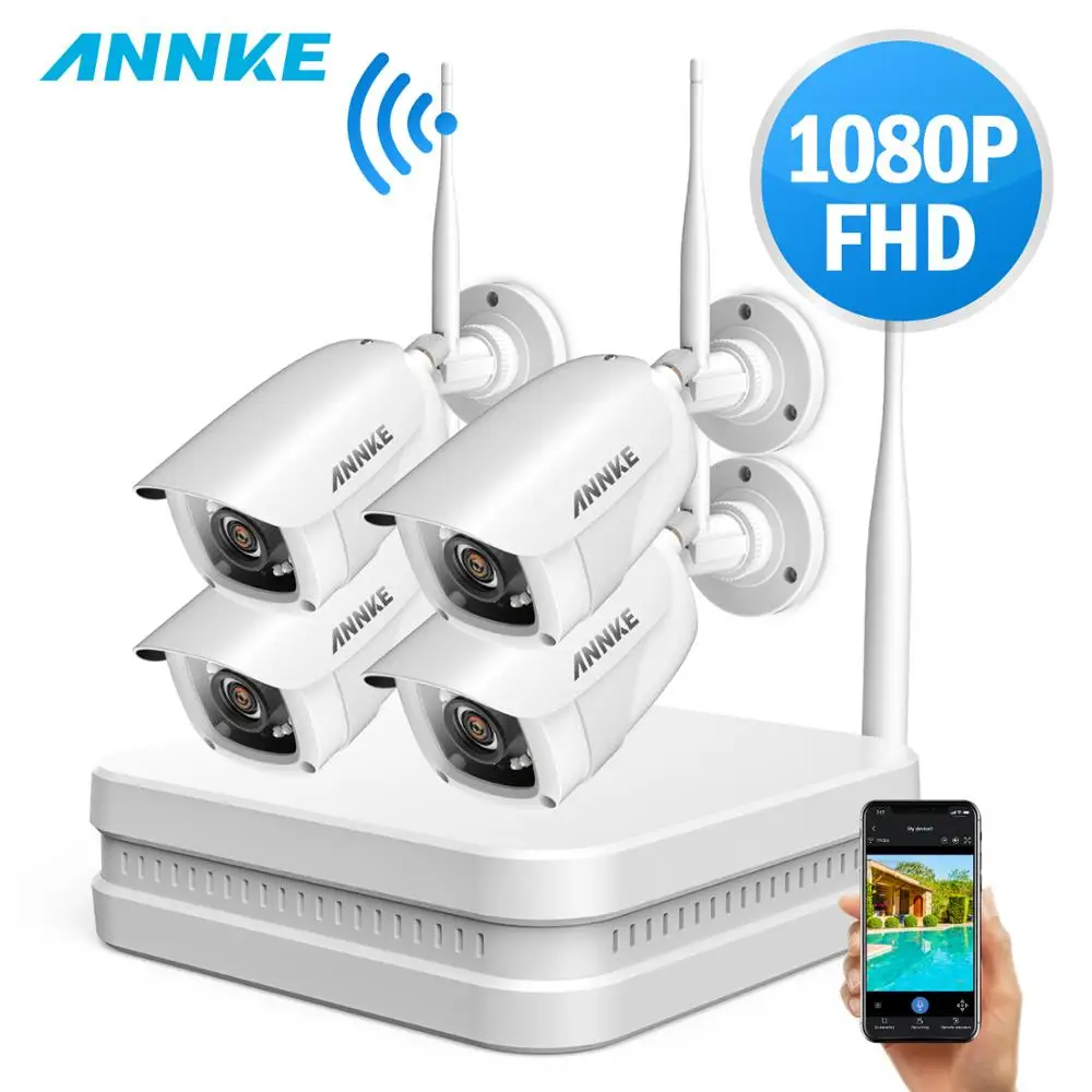 ANNKE 8CH FHD 1080P WiFi видеонаблюдение NVR система с 2 мегапиксельной умной ИК пулей