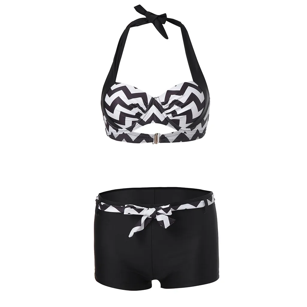 SAGACE двухсекционные костюмы плюс размер купальники волнистый Принт купальник с