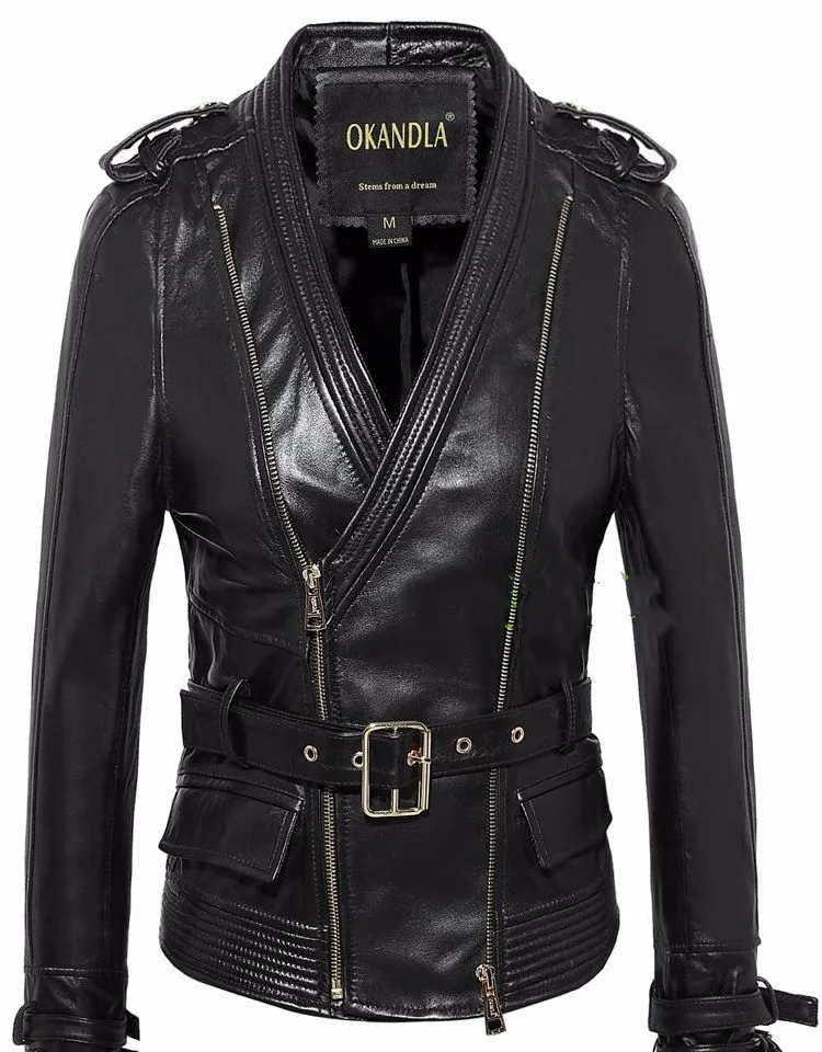 Джинсовая куртка настоящий полный Jaquetas Feminino Bomber осень новая овечья кожа женская секция тонкая куртка Локомотив большой размер