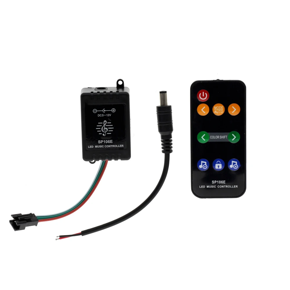 SP106E 9 ключей Светодиодный музыкальный контроллер DC5V-12V WS2811/WS2812B/6812/1903/6803 Magic светодиодный лента цифровой Красочные Музыкальный контроллер