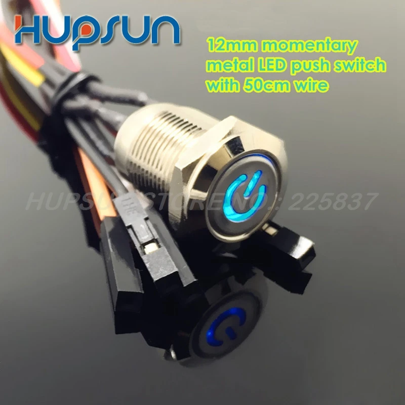 5 шт. Водонепроницаемый светодиодный 5v 12 мм Мгновенный кнопочный переключатель w/