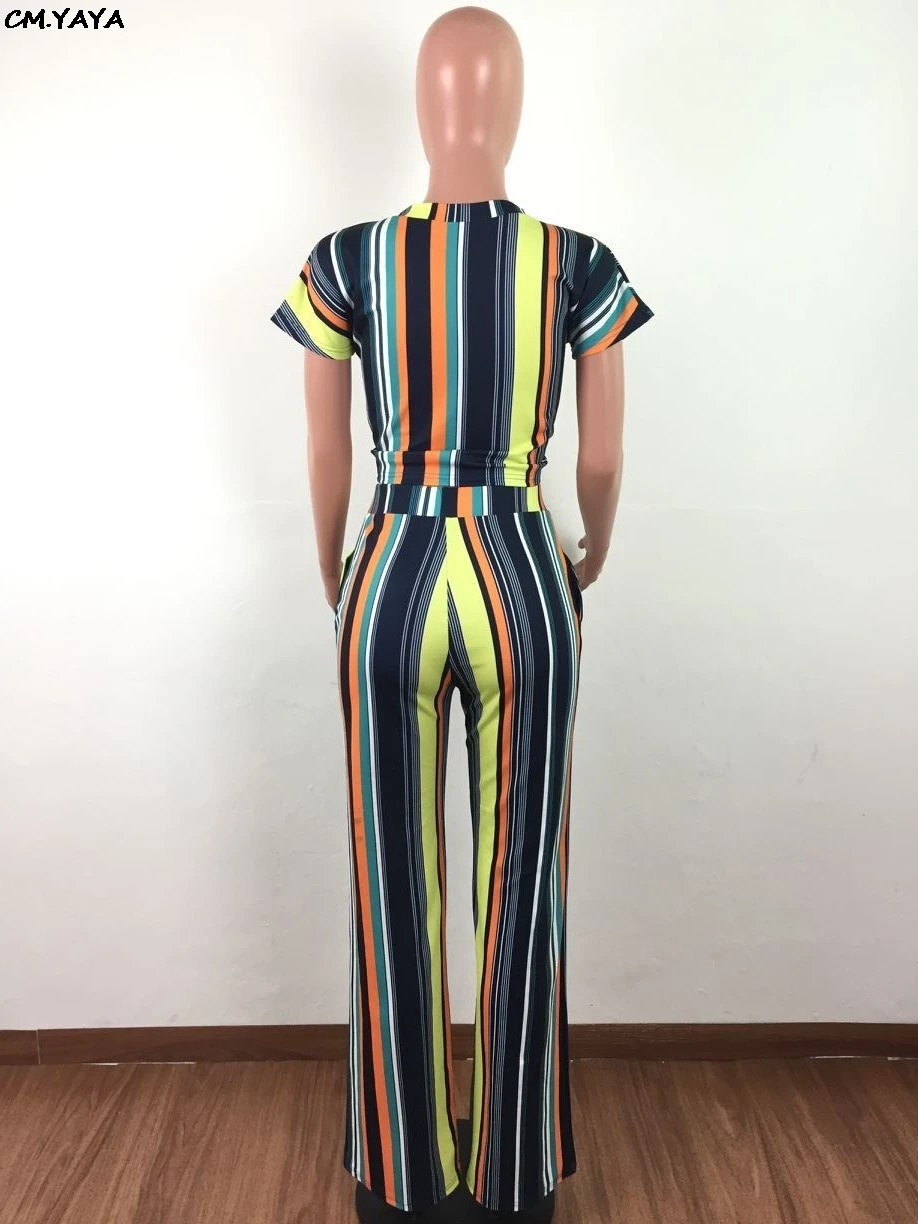 Женский спортивный костюм в полоску из 2 предметов короткий топ с широкими