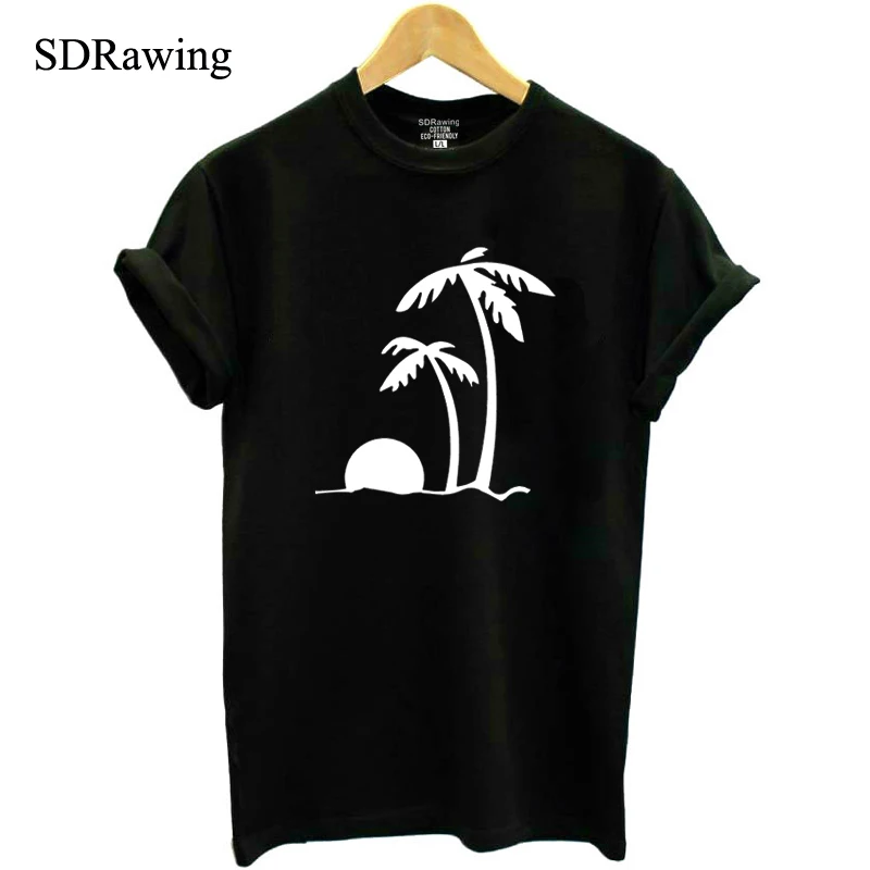 

Fashion Palm Trees At Sunset Print Women tshirt Cotton Casual Funny t shirt For Lady Girl Top Tee Hipster Tumblr women clothing