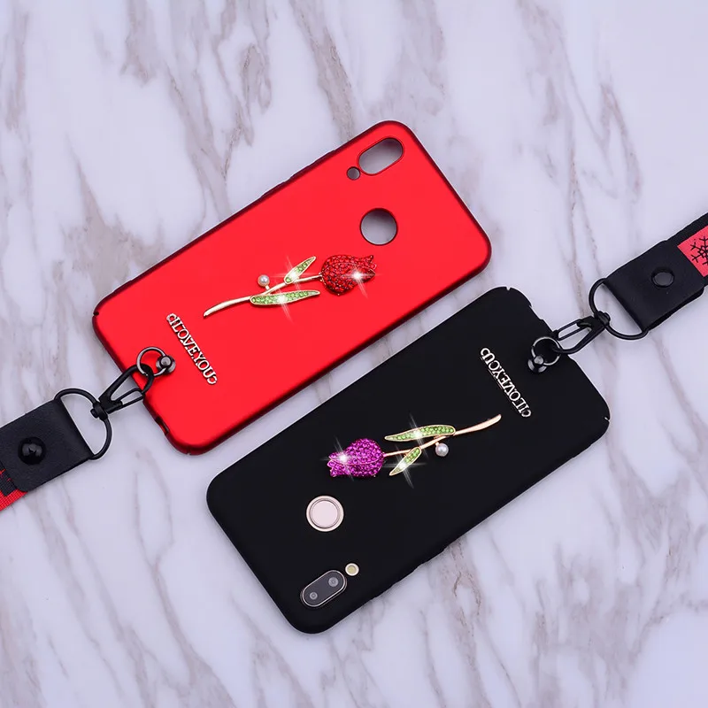 redmi 6a DIY Rose flower Lanyard case for Xiaomi note 6 pro 7.MI A2 Lite A1 MAX 2 3 Poco F1 Coque Redmi 4 4x 5 cover |