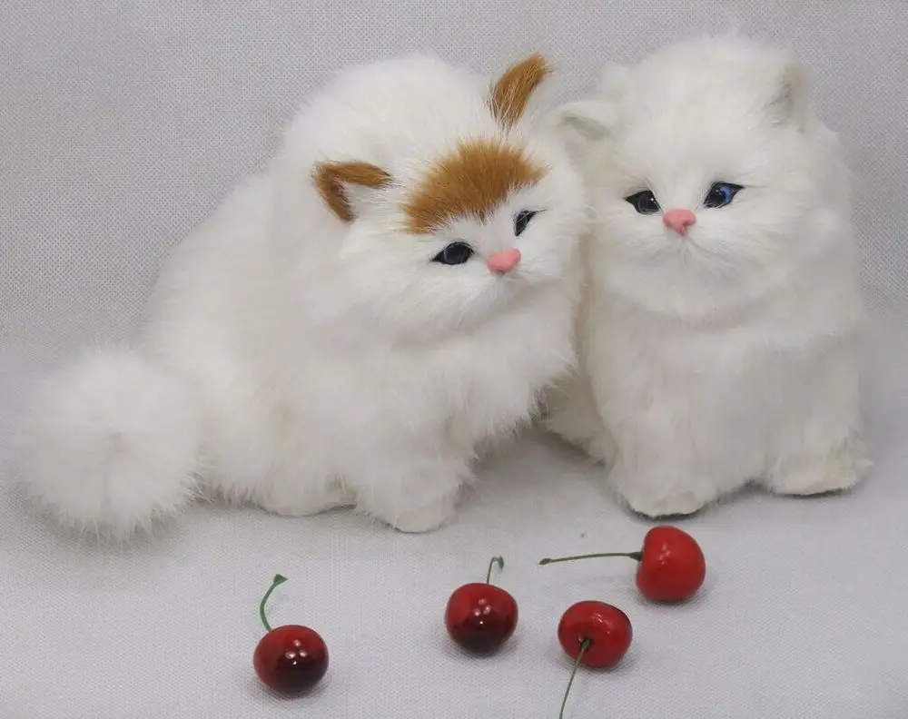 

about 16x10x15cm white cat,miaow sound cat animal model toy polyethylene&furs handicraft,props decoration gift A567