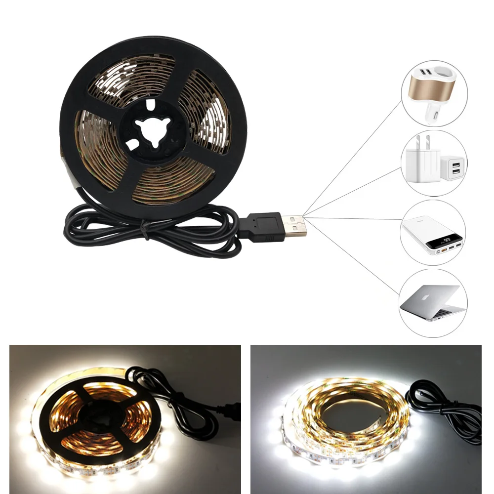 USB Светодиодная лента лампа 2835 SMD DC 5V без водонепроницаемого гибкого