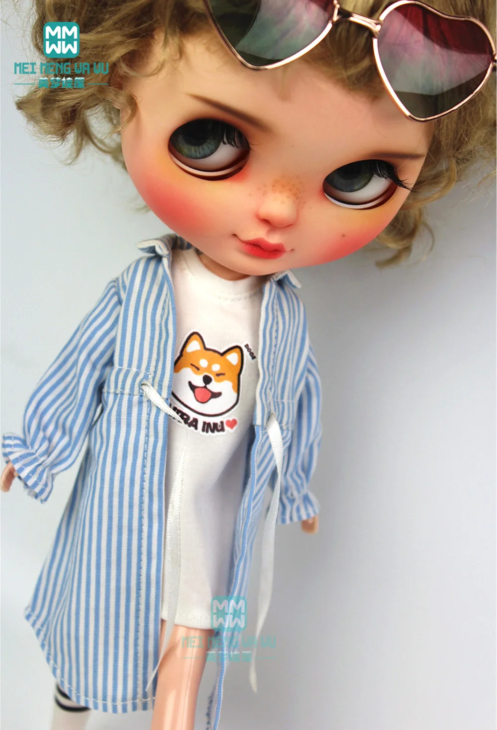 1 шт. Одежда для кукол Blyth рубашка в синюю полоску футболка с принтом Azone1/6|Куклы| |