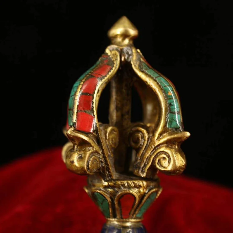 Из тибетского храма ручная работа медная инкрустированная драгоценным камнем