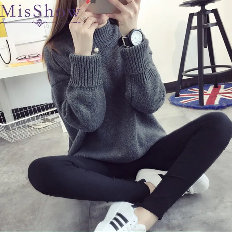 Turtleneck Sweater Women Knitted Oversized Long Sleeve Pullovers Feminino Winter Korean Style Pull Femme | Женская одежда