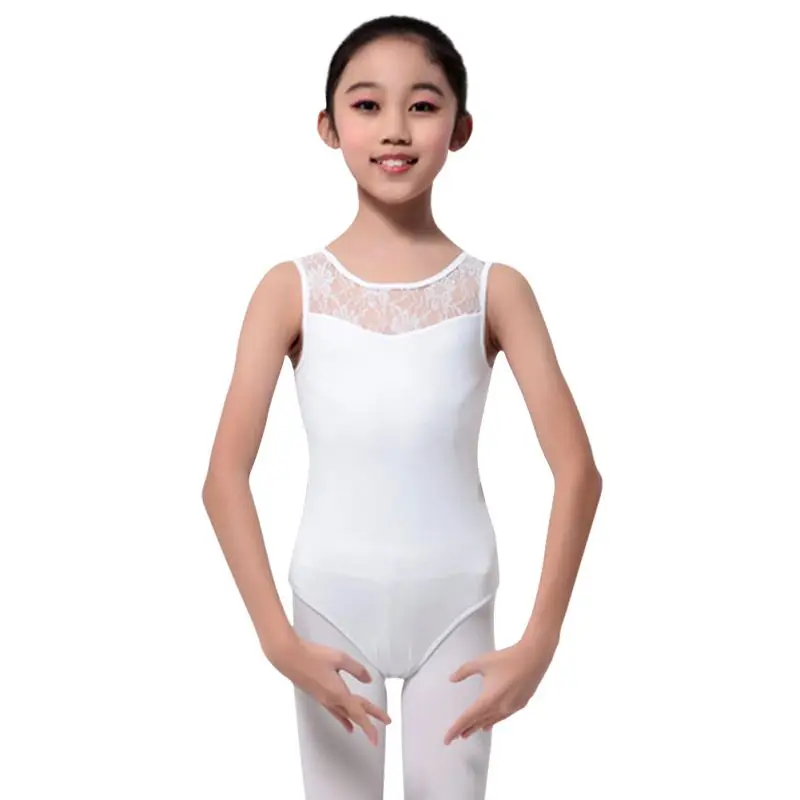 Cotton Lycra Lace Black Tank Dance Leotard With Open Back Girls Ballet Dancewear Ladies Costume Bodysuit Lady