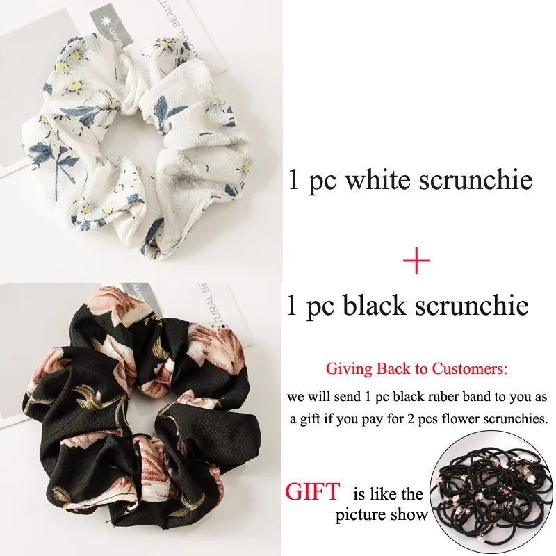 2 pcs scrunchies Модная повязка, аксессуары для волос, женские резинки для волос, конский хвост, держатель, цветы, резинки для волос для девушек - Цвет: 2 pcs scrunchies