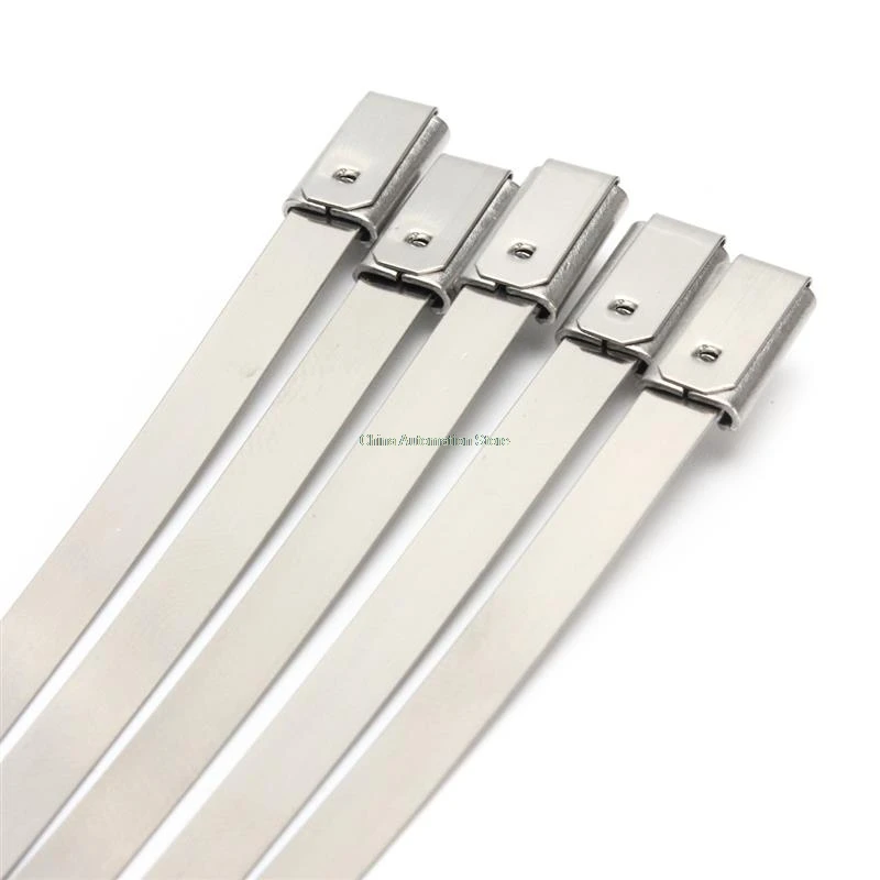 100Pcs 4.6mm x 300mm Stainless Steel Metal Cable Zip Tie Strap Locking Exhaust Pipe Header |