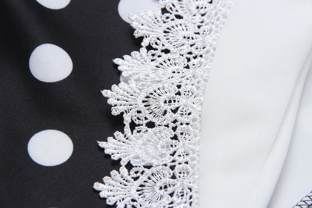 Женское асимметричное платье миди в горошек с v-образным вырезом и рукавом три