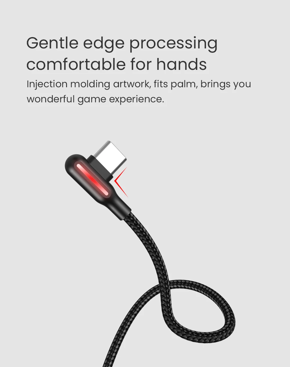 Wsken 90 градусов usb type C кабель для samsung зарядное устройство Красочный Светодиодный светильник нейлоновый Плетеный провод USB C кабель Быстрая зарядка type-C шнур