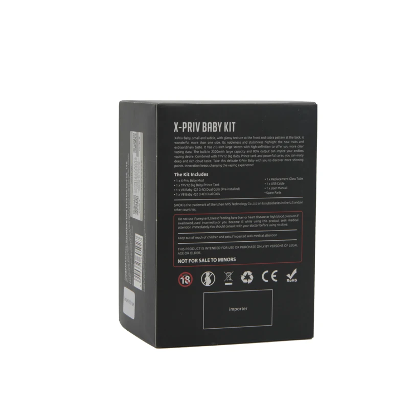 Оригинальный набор Smok X Priv Baby 80 Вт мод Box 6 мл большой бак TFV12 для детей и