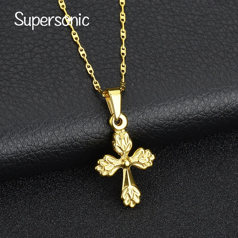 Новинка 2017 года золото Цвет Нержавеющая сталь Для женщин Подвески с крестом