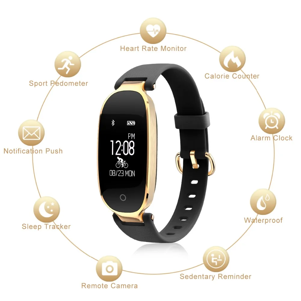 Модные часы Smart Watch Для женщин женские Bluetooth Водонепроницаемый браслет измеритель