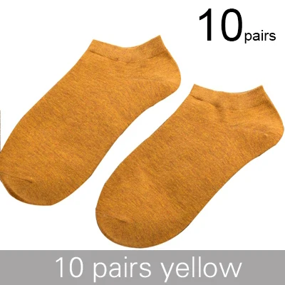 10 pairs yellow Новые Брендовые мужские носки из бамбукового волокна, мужские летние невидимые короткие носки для отдыха, цветные мужские носки-башмачки для подарка - Цвет: 10 pairs yellow