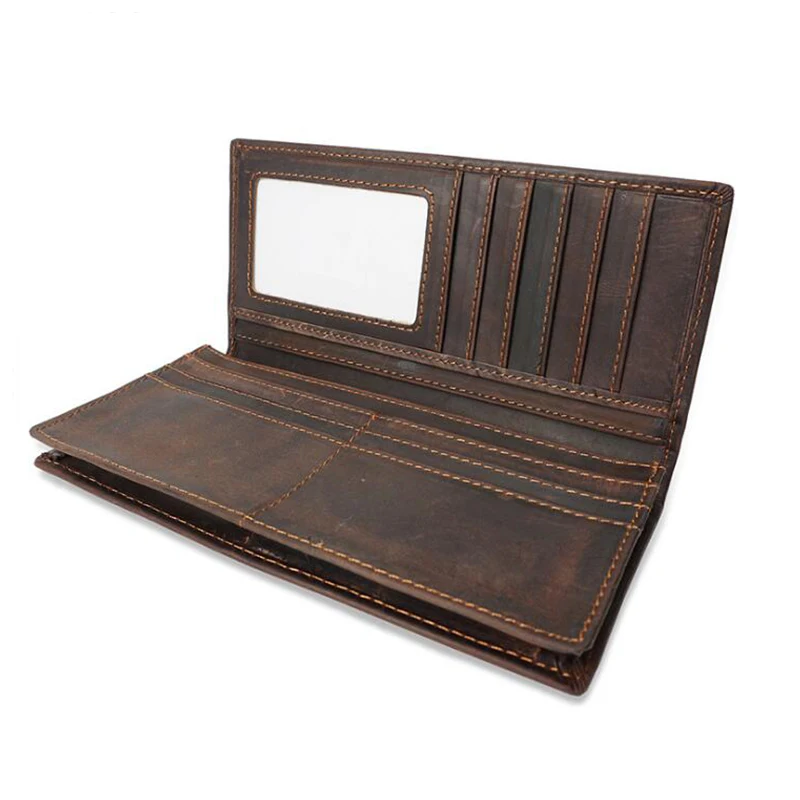 Vintage Wallet Man Genuine Leather male long Carteira Business card holder purse simple cartera hombre | Багаж и сумки