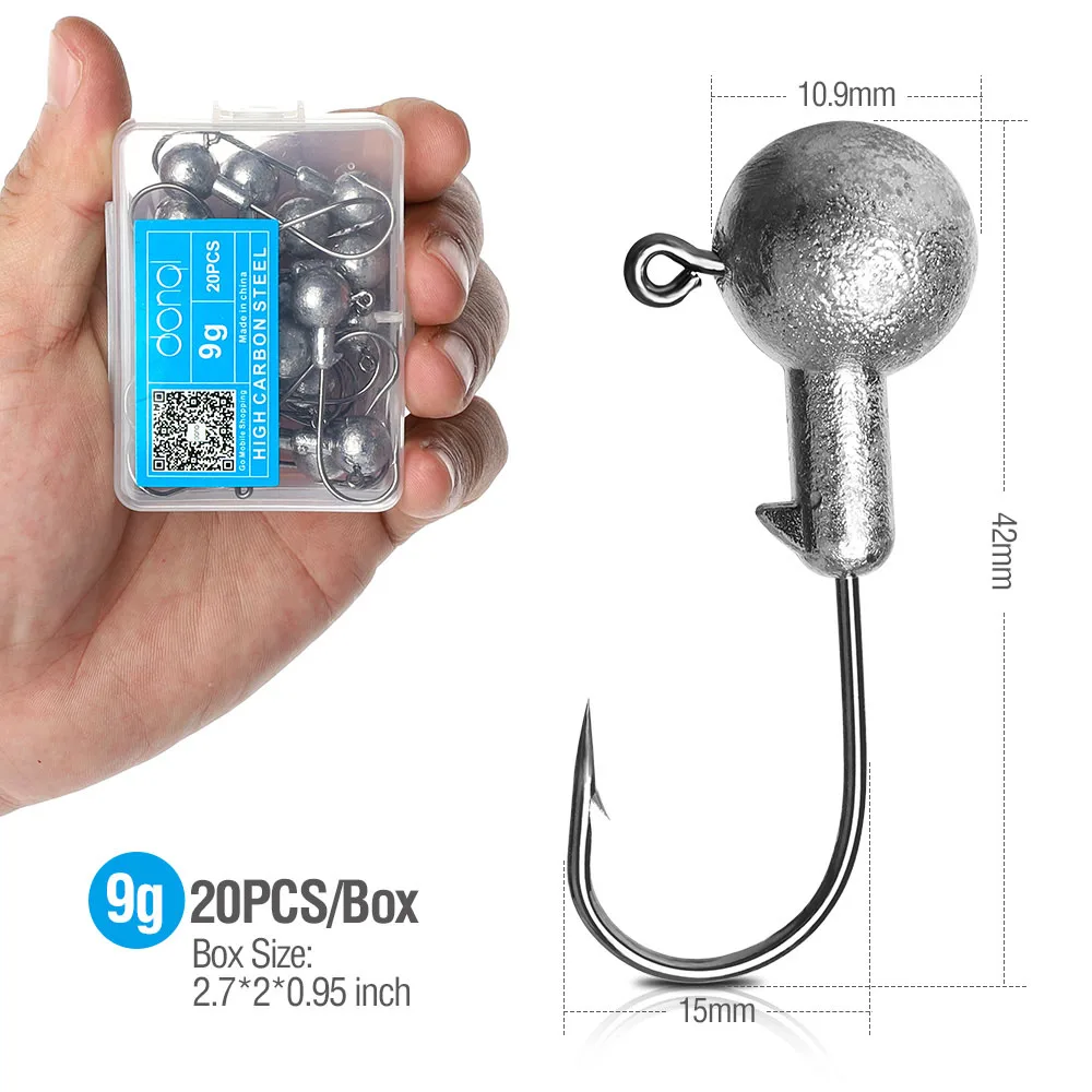 20pcs 9g DONQL 20 шт./компл. Lead Jig Head рыболовный крючок для Мягкая приманка в виде червей Воблер рыболовный крючок 1g-20 г колючая Одиночная карп рыболовные крючки Снасть - Цвет: 20pcs 9g