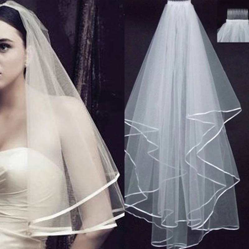 Свадебная фата с гребнем 2017 привлекательная пряжа окрашенная Однослойная