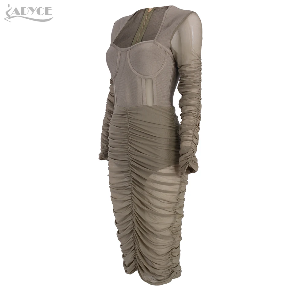 Adyce 2019 новое зимнее облегающее Бандажное платье Vestido элегантное кружевное с