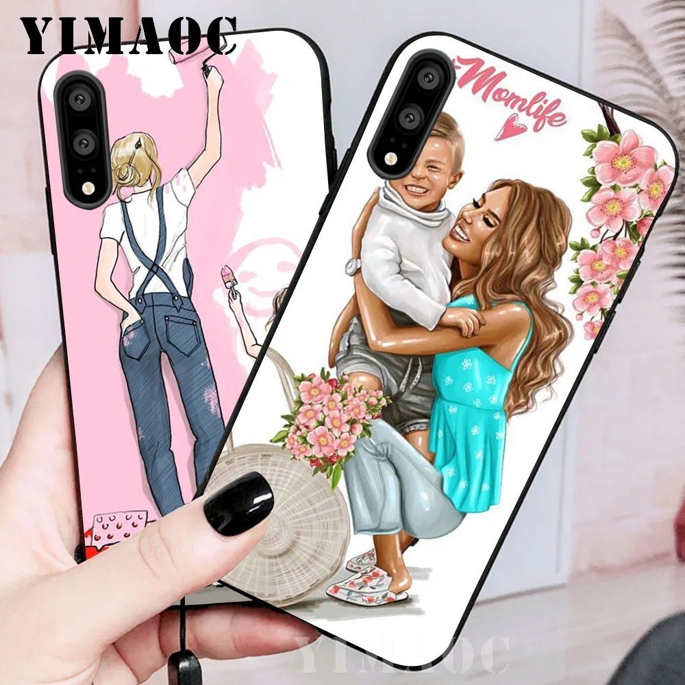 Super Mom Dad And Baby Soft Case for Huawei P8 P9 Lite Mini P10 P20 P30 Plus Pro P Smart Z 2019 |