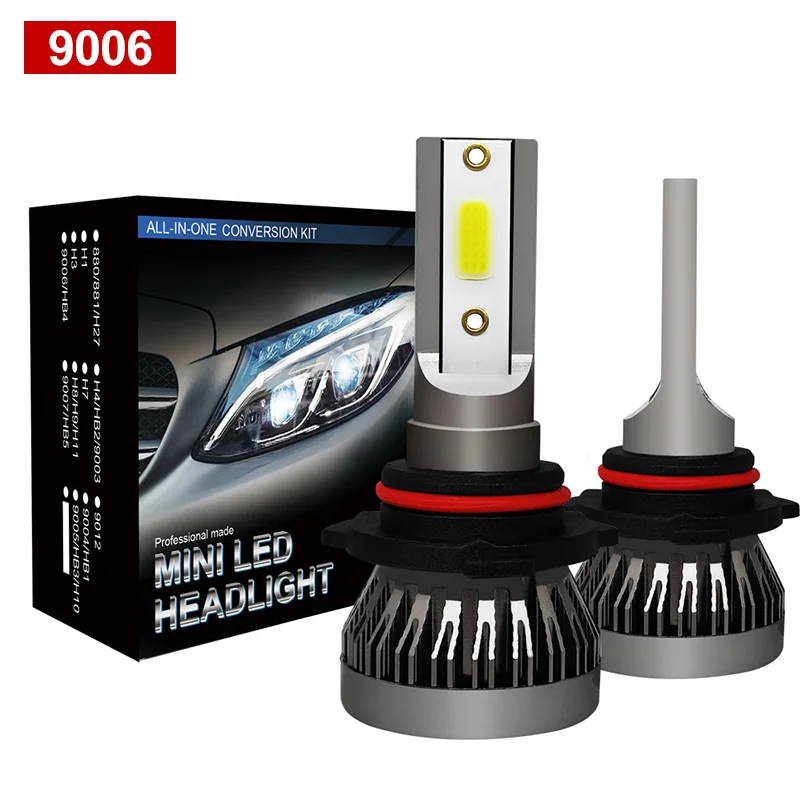Safego 2 шт. светодиодный фар H4 HB2 9003 H7 H8 H9 H11 9005 HB3 лампы для передних фар для автомобилей 18W 12V 3000LM 6000 К Авто супер яркий - Испускаемый цвет: 9006-HB4