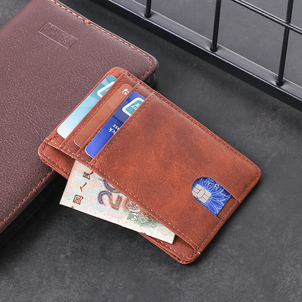 Мужской тонкий кожаный бумажник с блокировкой RFID, держатель для карт, кошелек, чехол для денег для мужчин и женщин, модная сумка 11,5x8x0,5 см