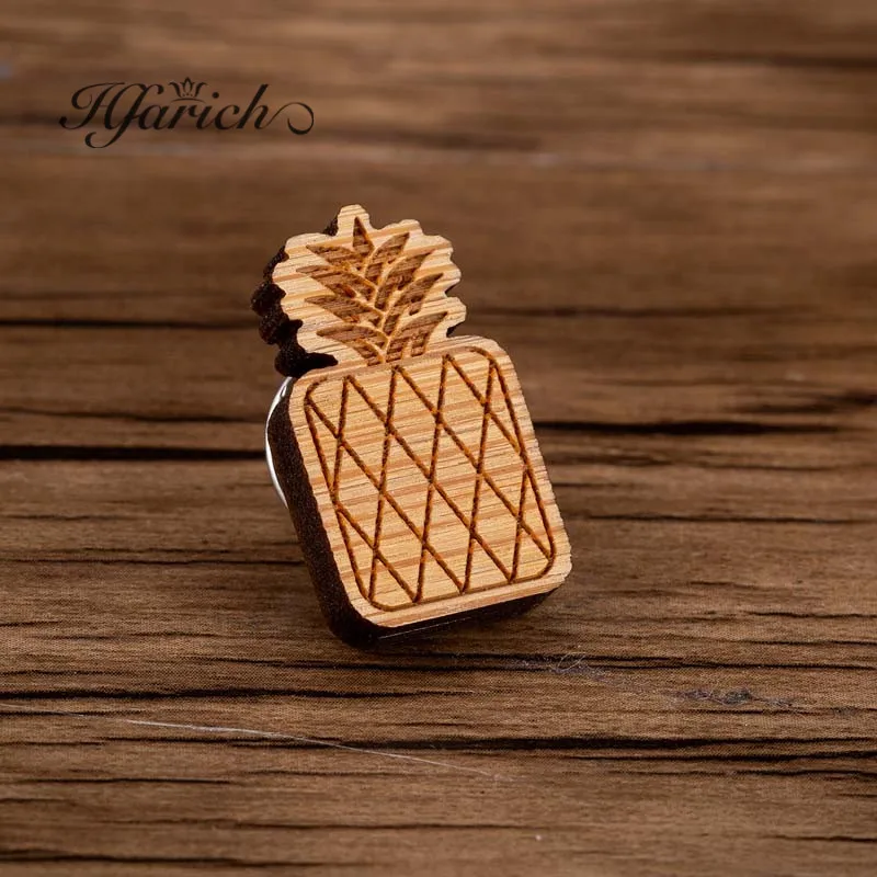 Hfarich Ретро Китч Ананас Фрукты Брошь контакты лазерная резка клена Графический