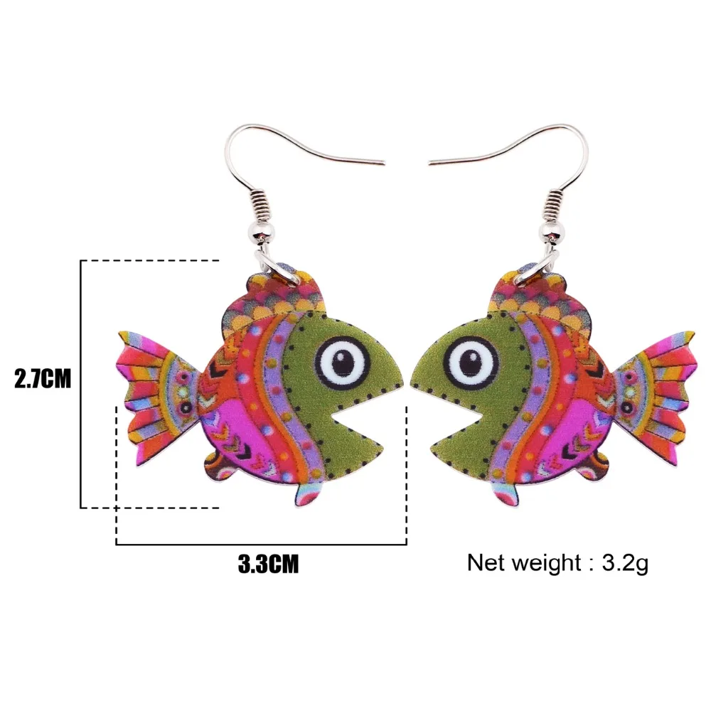 Bonsny Acrylic Drop Dangle Mouth Opend Fish Long Earrings New Fashion Ocean Collection Animal Jewelry For Women Girl Accessories | Украшения