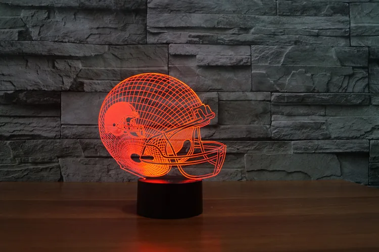 Нфл Логотип Футбольный Шлем 3D Свет 7 Цветов изменяя свет Ночи для Детей Спальня