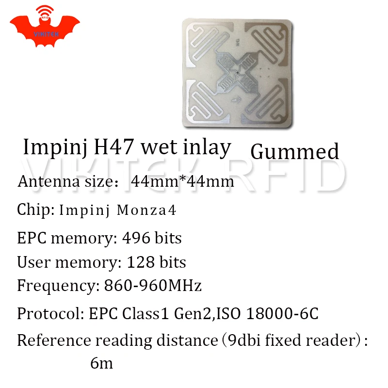 Наклейка uhf RFID клей Impinj H47 3D влажная инкрустация 500 шт. 860 960 МГц Monza4 915 м EPC C1G2 ISO18000
