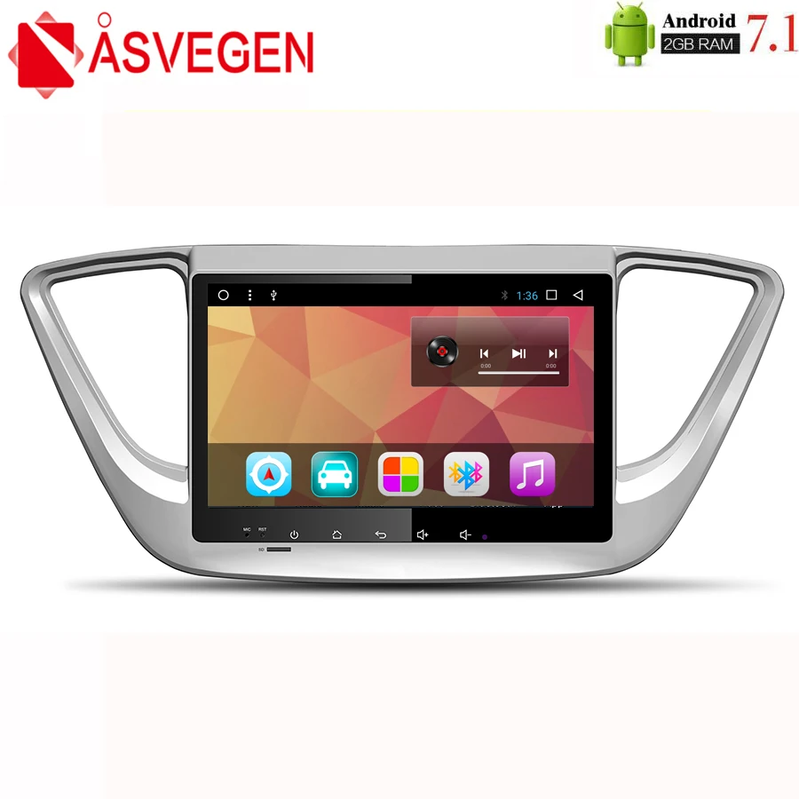 

Asvegen 9'' Android 7.1 Quad Core Car Auto Stereo Radio Multimedia DVD Player For For Hyundai verna solaris accent 2016 2017