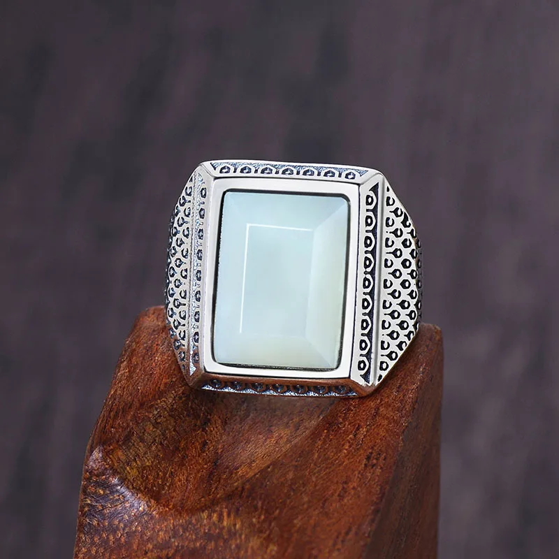 Горячая Кольца мальчиков Anel Masculino кольца Anillos Hetian S925 инкрустированные с мужским кольцом кормушки подарочный сертификат