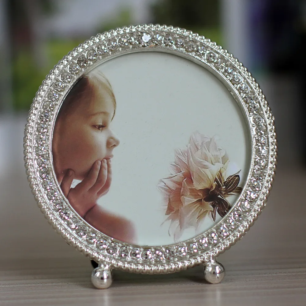 Роскошная блестящая металлическая рамка для фотографий с посеребренными и