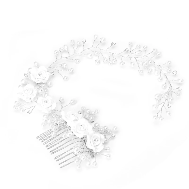 Свадебная Цветочная искусственная жемчужина|hair comb|headdress headbandsgirls hair comb |