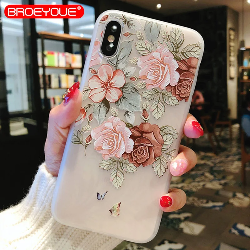 BROEYOUE Phone Case For Xiaomi Redmi 4X 4A 5A 5 Plus Note 4 Pro Prime Mi A1 5X Cases 3D Relief Silicone Floral Cover |