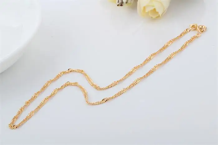 Крученая сингапурская волнистая цепь желтого золота 14 дюймов короткая детская