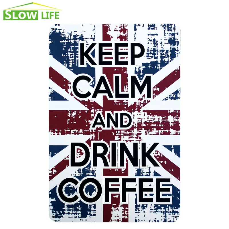 Keep Calm And Drink кофейная металлическая жестяная вывеска Настенный декор Оловянная