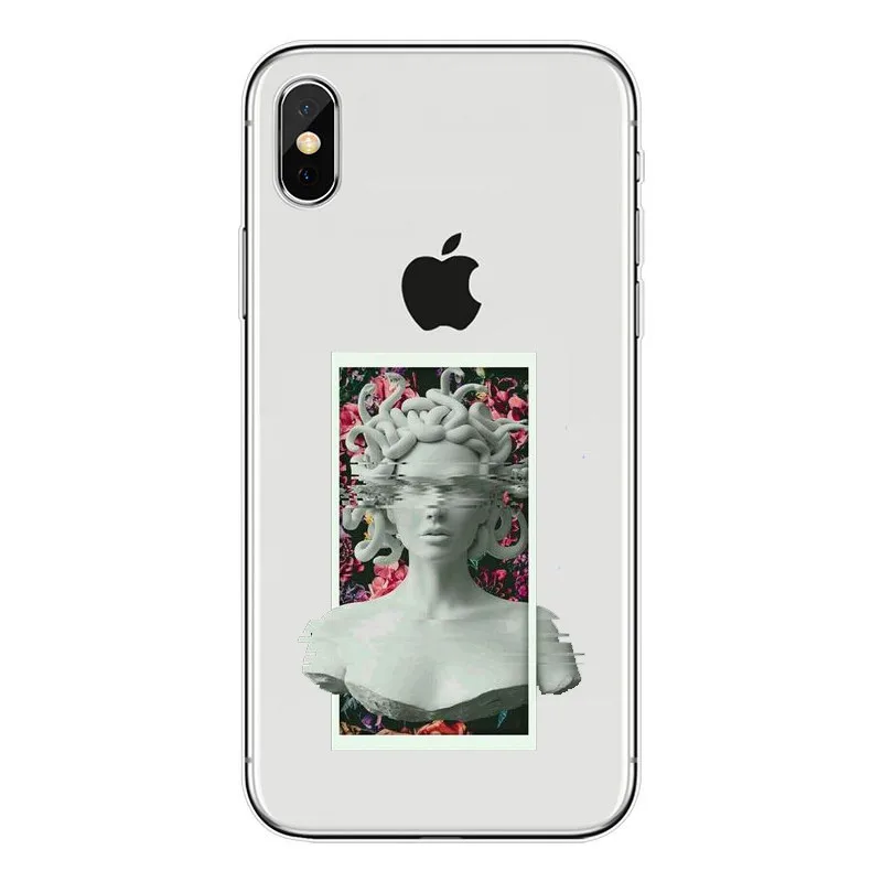 TPU Римская Статуя glitch art Медуза Vaporwave чехол для телефона Iphone 4 5S SE 6 6s 7 8 Plus XS XR MAX Funda Coque Case Suave силиконовый - Цвет: TPU